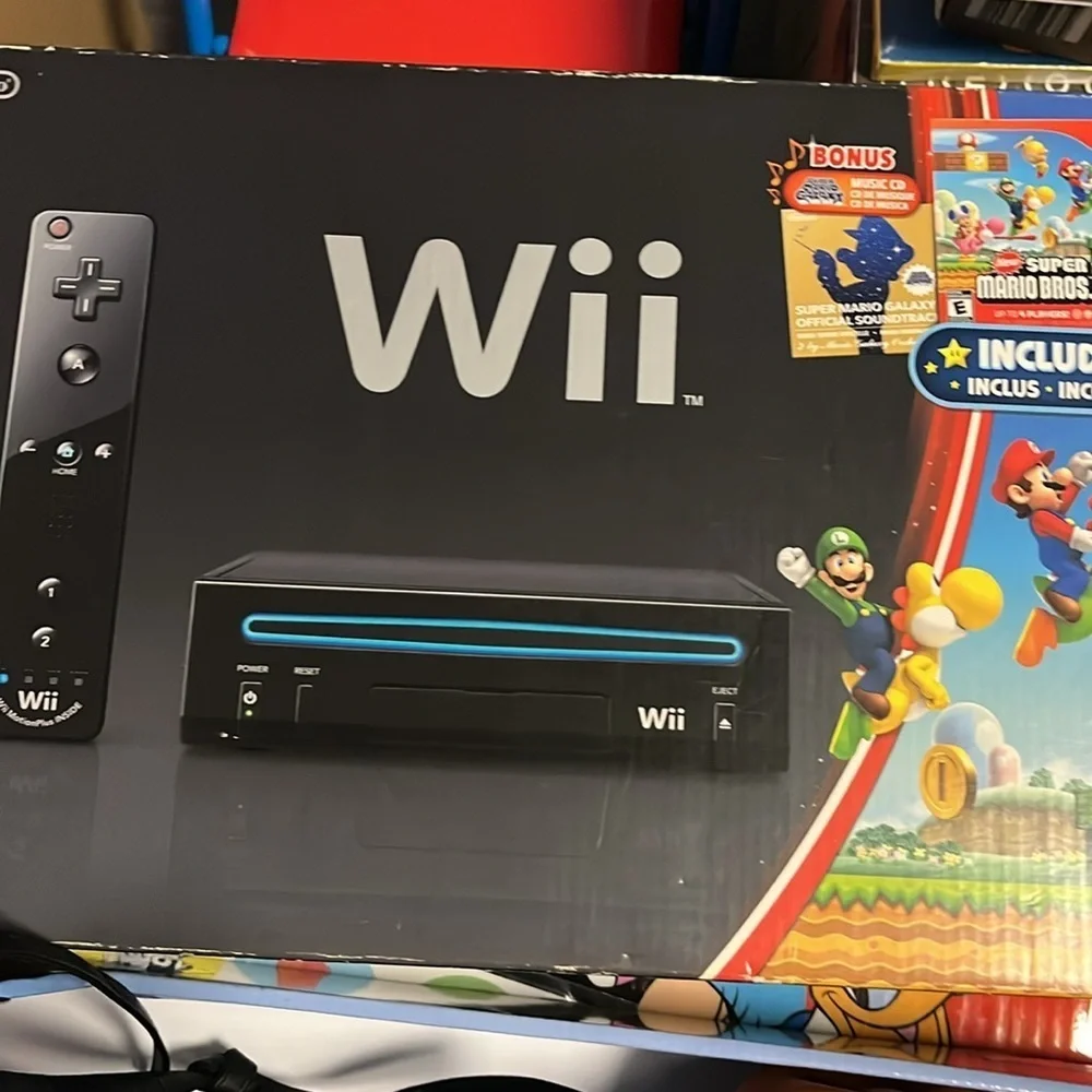 Nintendo Wii Console with New Super Mario Bros - Black! Missing game!